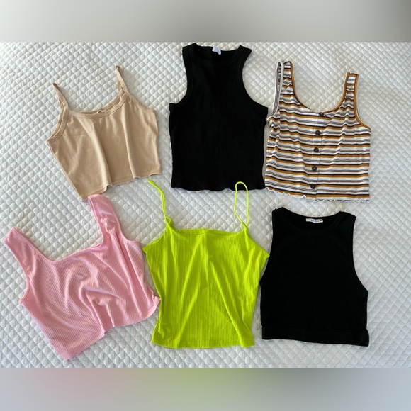 SHEIN Tops - Bundle of Women's Crop Sleeveless Ribbed Tops x 6